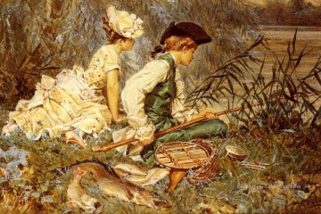 Un après midi de pêche femmes Kaemmerer Frederik Hendrik Peinture à l'huile